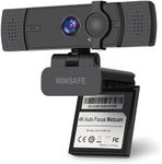 WINSAFE Webcam 4K, Ultra HD Video Calling, AI Auto Focus, Dual Noise-Canceling Microphones, 70° FOV, Auto Light Correction, Privacy Cover, Plug&Play Computer Camera, Works with Teams, Zoom, OBS, Skype