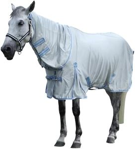 Gallopof Horse Fly Sheet with Detachable Neck Cover, Maximum Airflow Breathable Open Weave Mesh for Hot Weather, Anti-Rub Comfort, 65% UV Protection, Cool Summer Sheet for Pasture & Barn Silvergrey 84