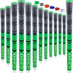 SAPLIZE 13 Golf Grips, All Weather Multi Compound Hybrid Golf Club Grips, Green, Midsize