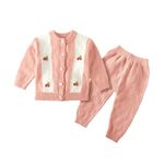 Bold N Elegant Newborn Baby Knitted Woolen Front Open Sweater Shirt Pajama Winter Baba Suit Coords Set for Baby Boy N Girl (6-12 Months, Pink)