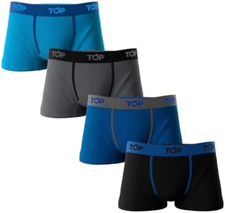 TOP Wear - Men's Cotton Blend Trunks - Pack of 4 - Breathable Fabric for All-Day Comfort Blue/Grey