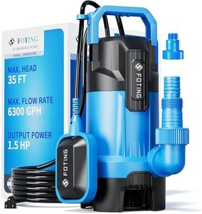 FOTING 2025Upgraded Automatic Sump Pump, 1.5HP 6300GPH Sweage Pump for Basement & Pool Draining, Submersible Water Pump with Float Switch, Sealed Thermoplastic for Puddle Pool Tub Pond