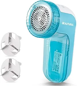 BEAUTURAL Fabric Shaver and Lint Remover, Sweater Defuzzer with 2-Speeds, 2 Replaceable Stainless Steel Blades, Battery Operated, Remove Clothes Fuzz, Lint Balls, Pills, Bobbles