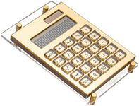 Calculator Gold Mirror, Solar Power Acrylic Slim Calculator with Large LCD Display and Stand, 12 Digits Handheld Desktop Calculator for Office, School, Financial Accounting Business