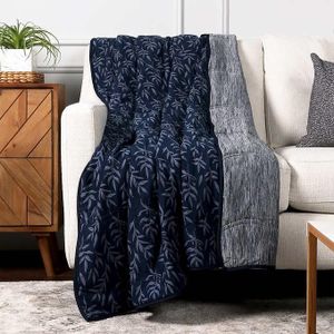 Life Comfort Cooling Throw 60 in * 70 in, Reversible, Printed, Decorative, Soft, Cooling Blanket for Hot Sleepers and All Seasons (60 by 70, Navy), 1727177
