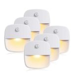 Slumou Motion Sensor Night Light, 6 PCS Battery Operated LED Stairs Lights for Cupboard, Wardrobe, Shelf, Toilet(Warm White)