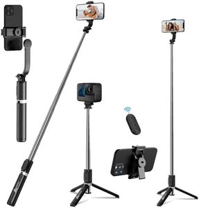 WeCool S2 Selfie Stick with Tripod Stand, 41inc Long Selfie Stick with Wireless Remote, Detachable Mobile Holder, Bluetooth Selfie Stick Compatible for iPhone/Android, Ideal for Vlogging & Photo Shoot