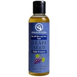 Sparshveda Grapeseed Oil | 100% Pure Cold Pressed Carrier Oil for Glowing Skin & Strong Hair | Non-Greasy Moisturizer, Reduces Acne Scars & Wrinkles | 120 ml