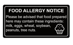 500PCS 1x2'' Black Removable Food Allergy Warning Labels Allergies Restaurant Food Labels Self Adhesive Stickers