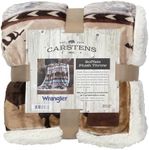 CARSTENS, INC. Wrangler Buffalo Southwestern Sherpa Fleece 54x68 Throw Blanket, 54" x 68", Brown