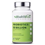 HEALTH VEDA ORGANICS PRIVATE LIMITED Probiotics 50 Billion Cfu Multi-Strains With Prebiotic | Good Digestive, Gut Health, Diarrhea, Gas & Bloating Support | Men And Women - 60 Vegetarian Capsules