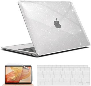 IBENZER Compatible with New MacBook Air 13 inch case 2022 2021 2020 M1 A2337 A2179 A1932, Hard Shell Case&Keyboard Cover&Screen Film for Mac Air 13 with Touch ID (2018-2022), Star Clear, AT13-S-CL+2