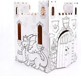 Easy Playhouse Fairy Tale Castle - Kids Art and Craft for Indoor and Outdoor Fun, Color, Draw, Doodle – Decorate and Personalize a Cardboard Fort, 32" X 32" X 43. 5" - Made in USA, Age 3+, White