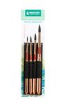 Princeton Neptune Short Handle Travel Round Paintbrush Set | Maximum Colour Holding Capacity | Even & Consistent Flow | Durable & Affordable | Set of 4 Brushes