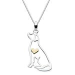 Dew Sterling Silver and Gold Plate 'Heart of Gold' Labrador Dog Necklace of Length 45.7cm