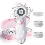 TOUCHBeauty Facial Brush Skin Cleansing Set with Case |Face Cleanser & Exfoliator with 3 Professional Spin Brush Suitable for Oily/Dry/Sensitive Skin Waterproof Pink TB-0759A