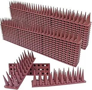 24Pack Bird Spikes - Total Length 408 inch Plastic Bird Deterrent Spikes - Bird Deterrent Spikes Keep Pigeon, Squirrel, Raccoon, Cats,Plastic Fence Spikes for Railing and Roof Brown