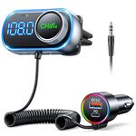 EOIWUY Bluetooth 5.3 Car Adapter, [HiFi Bass Boost] Car Bluetooth FM Transmitter with PD 36W & QC3.0 18W Fast Car Charger, Wireless Radio Handsfree Bluetooth Car Kit, Voice Assistant, AUX Output