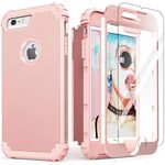 for iPhone 6S Plus Case with Tempered Glass Screen Protector, for iPhone 6 Plus Case,IDweel 3 in 1 Shockproof Slim Hybrid Heavy Duty Hard PC Cover Soft Silicone Rugged Bumper Full Body Case,Rose Gold