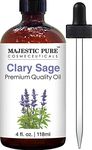 MAJESTIC PURE ClarySage Essential Oil | 100% Pure and Natural ClarySage Oil | Premium Grade Essential Oils for Hair Care, Home Diffusers, Skin, Aromatherapy, Massage and Humidifiers | 118 ml