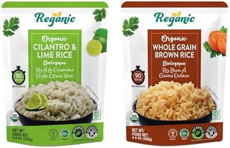 Reganic Organic Rice Variety Pack – Whole Grain Brown Rice & Cilantro Lime Rice (6 Each) | High Protein, High Fiber, Ready in 1.5 Minutes | USDA Organic, Vegan, Gluten-Free, Non-GMO | 8.8 oz (Pack of 12)
