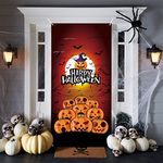 Halloween Door Banner, Halloween Party Decorations Door Cover, Large Halloween Poster Sign Hanging Banner Outdoor Party Supplies for Outside Halloween Porch Front Door Wall Decor Supplies, 90 x 185 cm