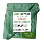 MYPURECORE Green Tarpaulin – Heavy Duty, Waterproof Cover Plastic Sheet Tarp – Durable Sheet for Garden, Caravan, Camping, Outdoor – UV, Dust, Rain, Ground Sheets for Camping (4m x 5m)