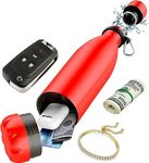 Diversion Safe Water Bottle - Red- Stainless Steel Bottle with Hidden Compartment for Cards, Keys, Cash, and Valuables - Insulated Bottle for Hot and Cold Drinks - 18 Ounces