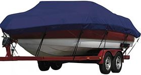 Seamander Heavy Duty Polyester Boat Cover, Solution-Dyed Yarn Marine Grade,Waterproof Fits Bass Boat, V-Hull Tri-Hull Boat,Fish & Ski Boat, Runabout Bowrider Boat, 19' 20' Length