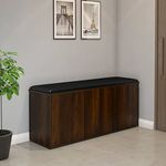 Nilkamal Metro 3 Door Engineered Wood Shoe Rack with Cushioned Seat and 3 Shelves | Walnut | Store up to 18 to 21 Shoes