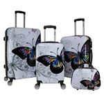 World Traveler Butterfly Luggage, 4-Piece Set, Butterfly, 4-Piece Set, Butterfly Luggage