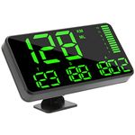 Vehicle Smart HUD Display, Digital Speedometer Mph Km/H, 2 Security Alarm, Green Light Display Equipped Rotatable Stand, Universal GPS Head Up Display for All Car Models