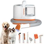 PawSailor Dog Vacuum Brush for Shedding Grooming, Dog Hair Vacuum Groomer, Pet Grooming Vacuum with 6 Professional Tools, Deshedding Vacuum for Dogs/Cats, Low Noise Pet Grooming Vacuum Kit Orange