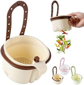 Sink Hanging Strainer Basket with Openable Bottom Cover, Kitchen Food Waste Collector for Sink Garbage Filter, Quick Draining Colander for Cooking and Meal Prep (Brown)