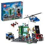 LEGO 60317 City Police Chase at the Bank with Helicopter, Drone and 2 Truck Toys for Kids, Boys & Girls Aged 7 Plus Years Old, Adventures TV Series Building Sets