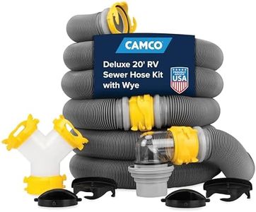 Camco 39666 Deluxe 20 ft Sewer Hose Kit with Swivel Fittings and Wye Connector, Ready To Use Kit Complete with Sewer Wye and Elbow Fittings, Hoses, and Storage Caps