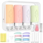 Mokani Travel Bottles for Toiletries-17 Pcs, TSA Approved Silicone containers, Leakproof Squeezable Travel Size Toiletries for Shampoo Conditioner Lotion, BPA Free Travel Essentials with Clear Bag