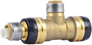 SharkBite 1-1/4 Inch x 3/4 Inch x 3/4 Inch Reducing Tee, Push to Connect Brass Plumbing Fitting, PEX Pipe, Copper, CPVC, PE-RT, HDPE, UXL08352222