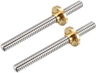 uxcell 100mm Length T8 8mm Dia Lead Screw Rod,2 Lead Stainless Steel Lead Screw Rod with Copper Nut Trapezoidal Thread for 3D Printer Z Axis2pcs