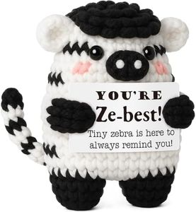 Mini Inspirational Gifts for Women Men Emotional Cheer Support Zebra Galentines Birthday Gifts for Friends Coworkers Boss Sisters Self Care Gift Positive Crochet Animals Valentines Day Decorations