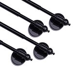 Magnetic Curtain Rods,Multi-Use Adjustable Appliance for Metal Doors,Windows,No Tools Needed，16-28 Inch，Black，2 Pack