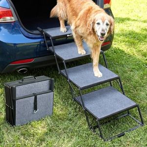 Veehoo Foldable Dog Steps for Car SUV, Large Dogs Car Stairs Extra Wide 20"