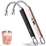 SUPRUS Lighter Rechargeable USB Lighter Arc Electric Lighetrs Candle Lighter for Camping Cooking (Black+ Champagne Gold)