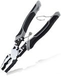 LEONTOOL 6-in-1 Linesman Pliers, Multipurpose Combination Pliers with Wire Stripper Crimper Cutter Winding Function, 8.5" High Leverage Side Cutting Pliers for Crimping Stripping Shearing Screwing
