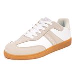 Nautica Women Fashion Sneaker Lace-Up Tennis Casual Shoes for Ladies, White Taupe-keota, 8