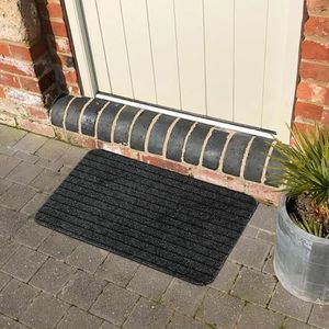 EVIDECO French Home Goods Outdoor Front Door Mat Chloe Polypropylene Latex Rug 24x16 Anthracite Grey