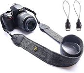 WANBY Camera Canvas Neck Shoulder Camera Strap with Quick Release Buckles Vintage Print Soft Colorful Camera Straps for Women Men All DSLR SLR Cameras (Black)