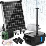 POPOSOAP 20W Solar Pond Filter & Fountain Pump Kit - 1050 L/h Solar Powered Pond Filtration System with 4 Nozzles & 2m Tubing, Ultra-Quiet for Outdoor Ponds & Water Features