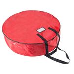 Elf Stor Bag-36” Round with Interior Compartment for Ornaments-Protect Holiday & Christmas Artificial Wreaths & Garland (Red) Decorative Wreath Storage Bag, 36