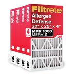 Filtrete 20x25x4 AC Furnace Air Filter, MPR 1000, MERV 11, Fits Lennox & Honeywell Devices, Allergen Defense, Electrostatic Air Cleaning Filter, 4-Pack (actual size 19.88 x 24.63 x 4.31)